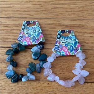 Set of 2 Large Stone Chip Bracelets #508